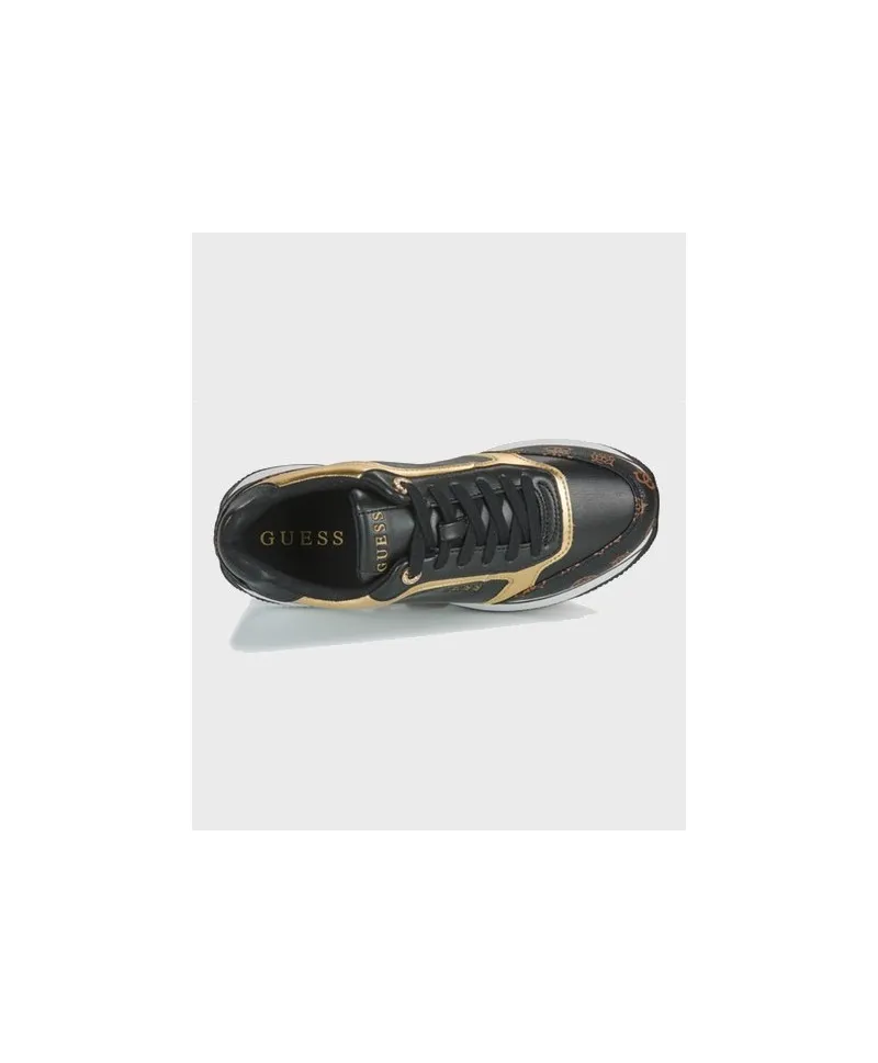 Sneakers GUESS Camrio Negro Dorado Mujer