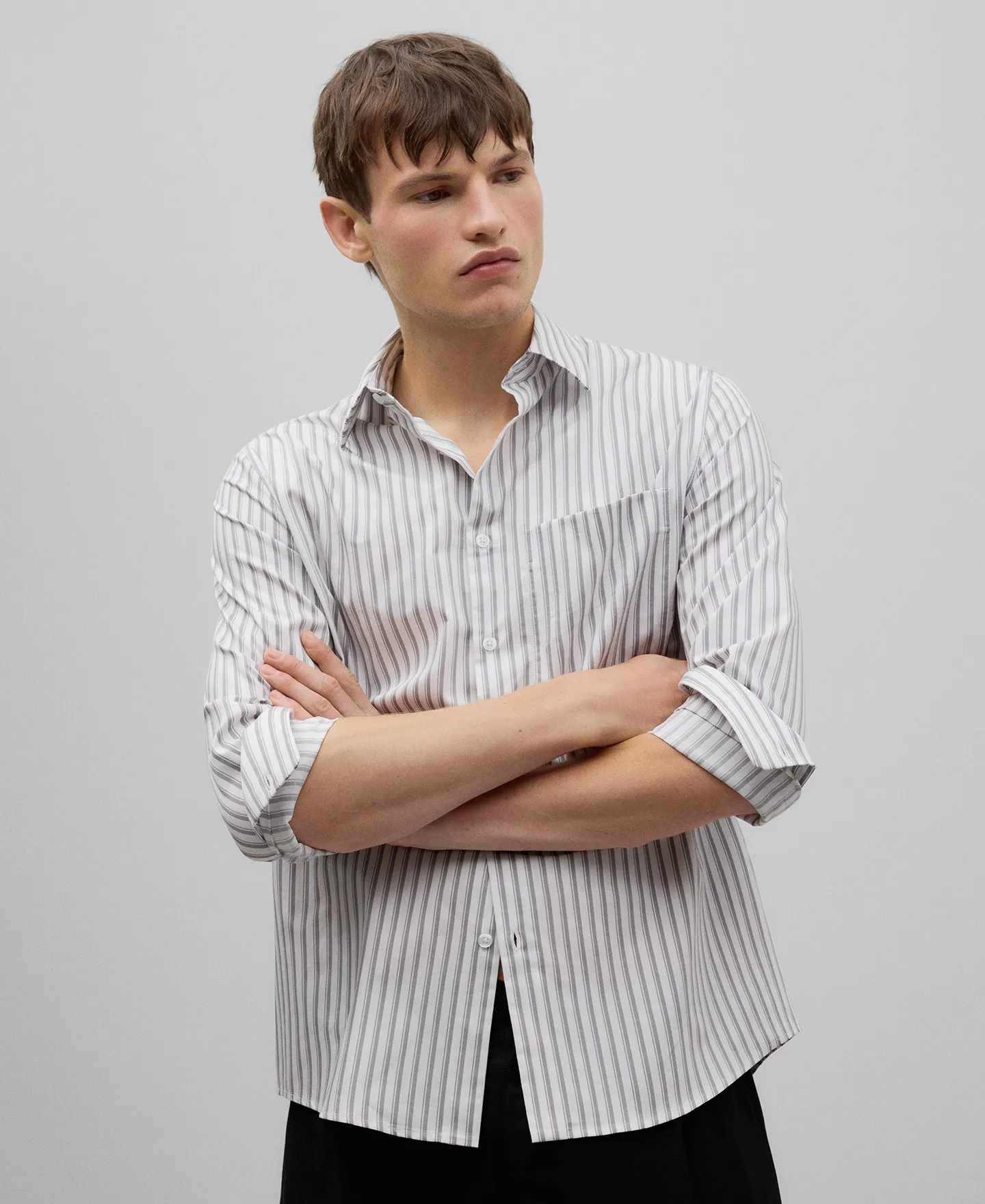 Striped cotton shirt man