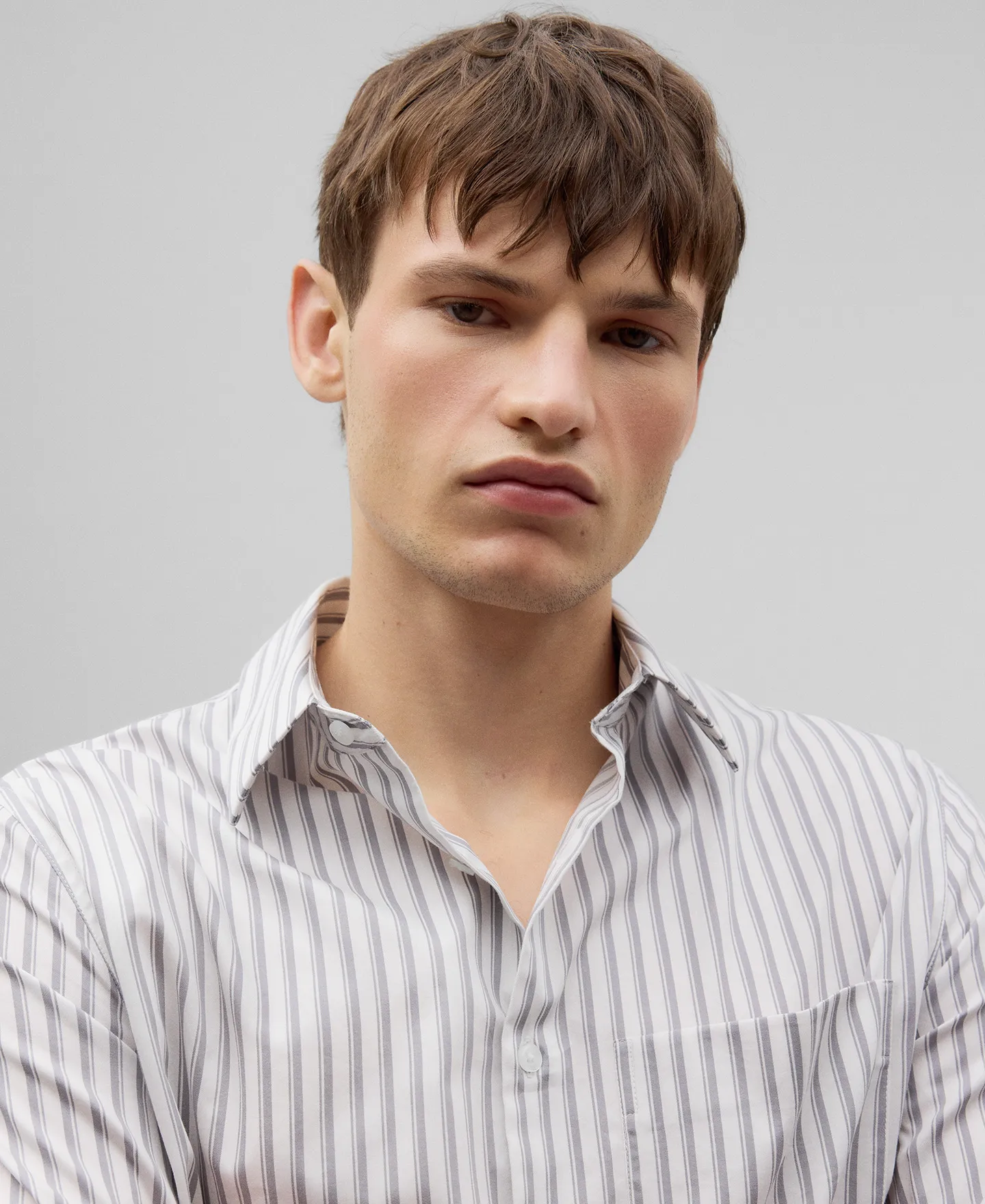 Striped cotton shirt man