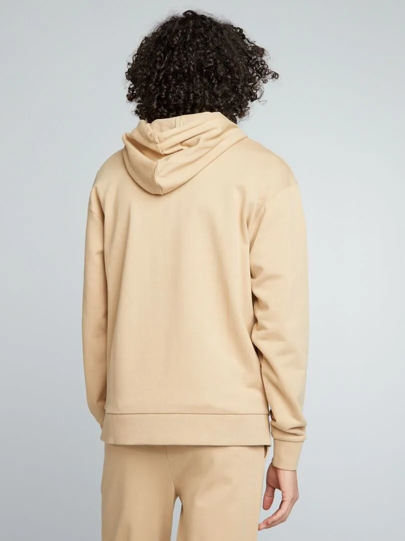 Sudadera con capucha y detalle bordado - BEIGE