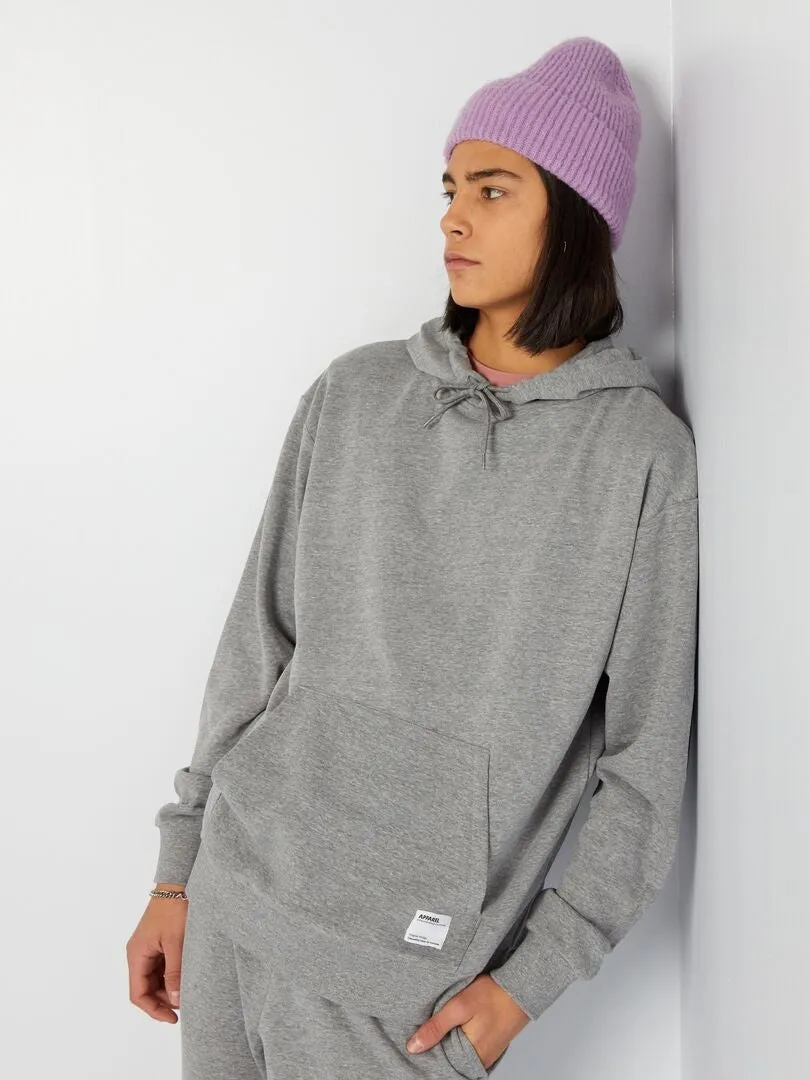 Sudadera con capucha y detalle bordado - GRIS