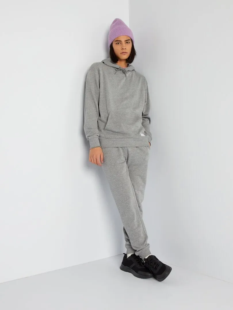 Sudadera con capucha y detalle bordado - GRIS