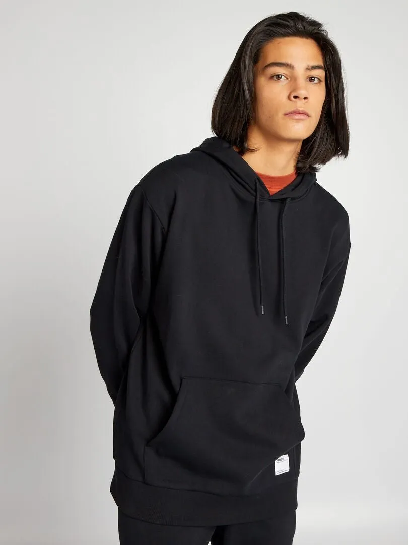 Sudadera con capucha y detalle bordado - negro