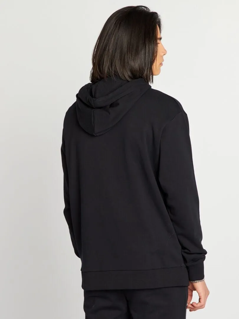 Sudadera con capucha y detalle bordado - negro