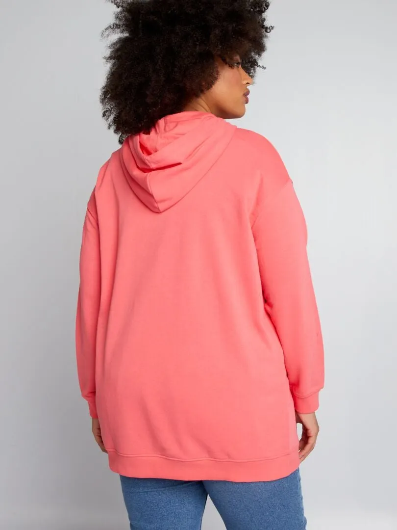 Sudadera larga con capucha - ROSA