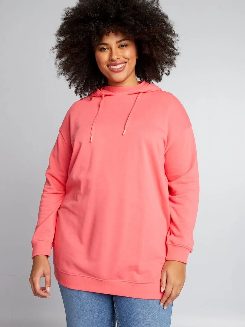 Sudadera larga con capucha - ROSA