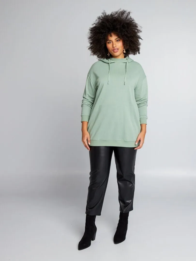 Sudadera larga con capucha - VERDE