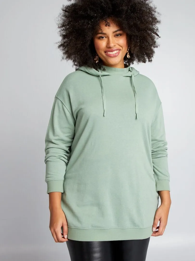 Sudadera larga con capucha - VERDE