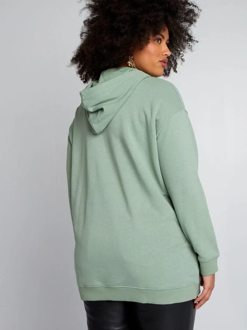 Sudadera larga con capucha - VERDE