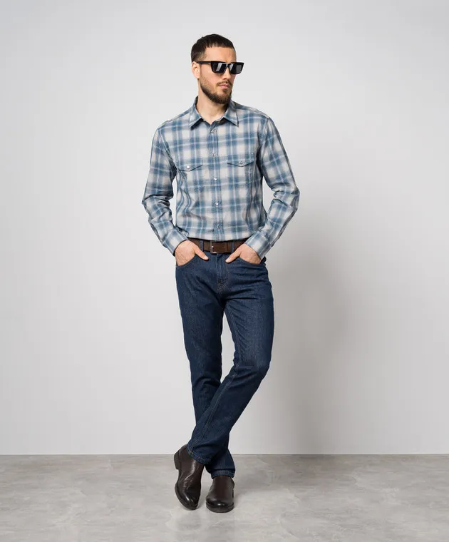 Tom Ford Blue checked shirt