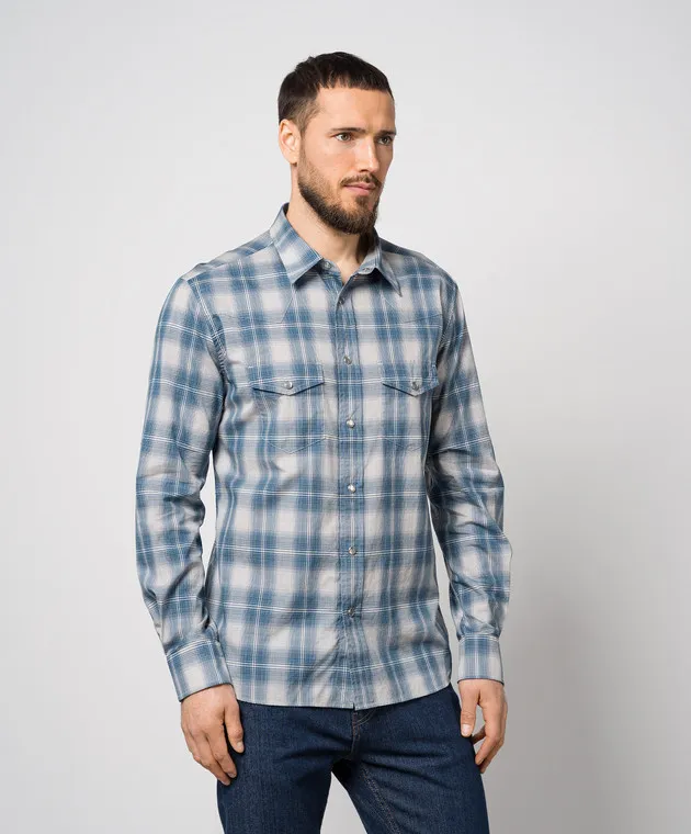 Tom Ford Blue checked shirt