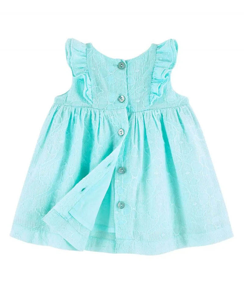 Vestido Bebe Niña TARTINE ET CHOCOLAT Verde Agua Gasa Bordada