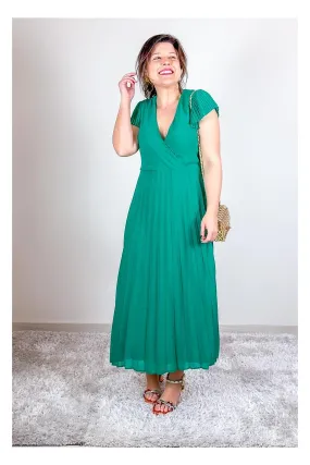 VESTIDO MIDI PLISADO VISOPHIA VERDE