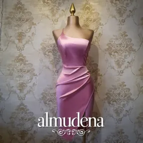 Vestido Rosa Corto Satinado Sin Espalda