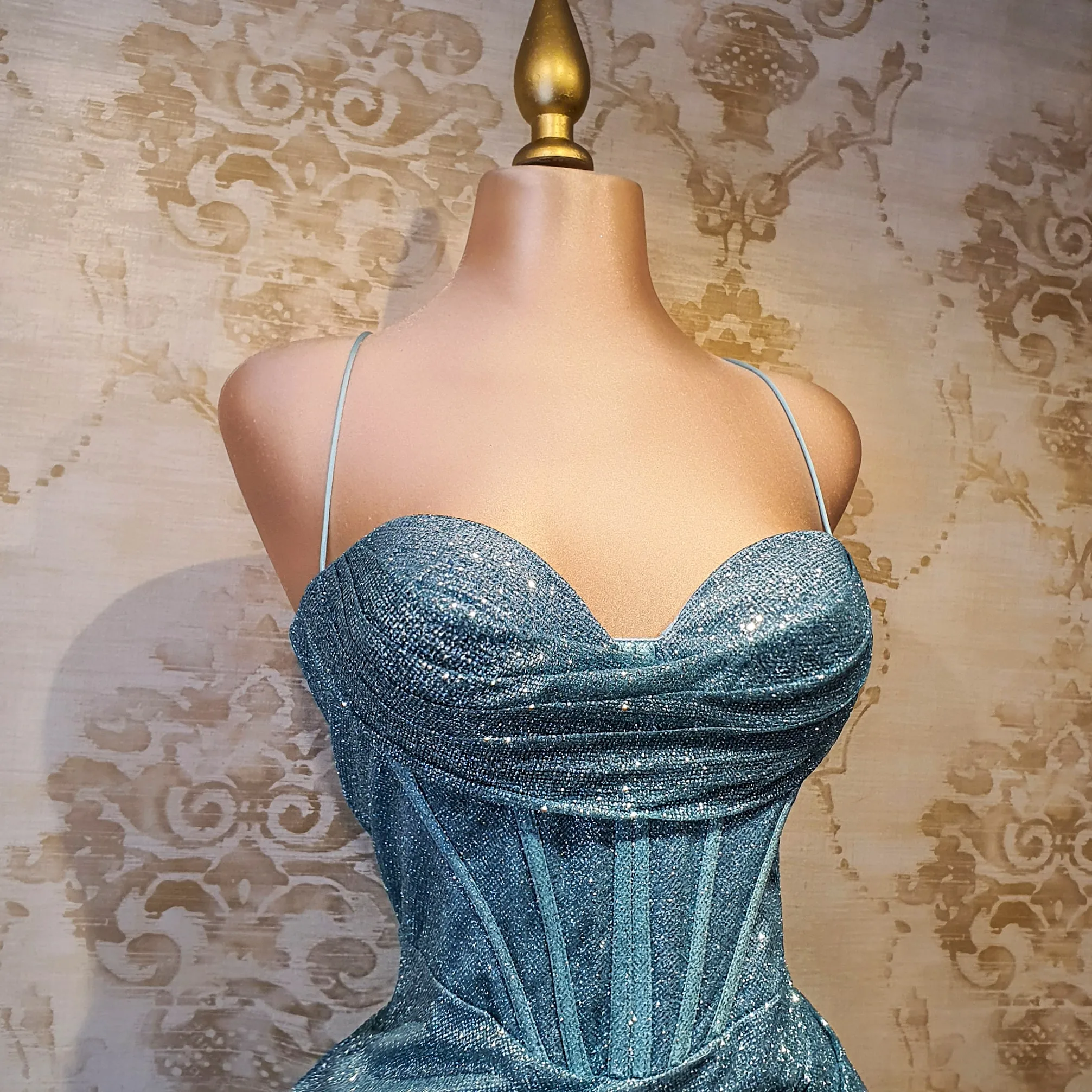 Vestido Verde Claro Corset Brilloso