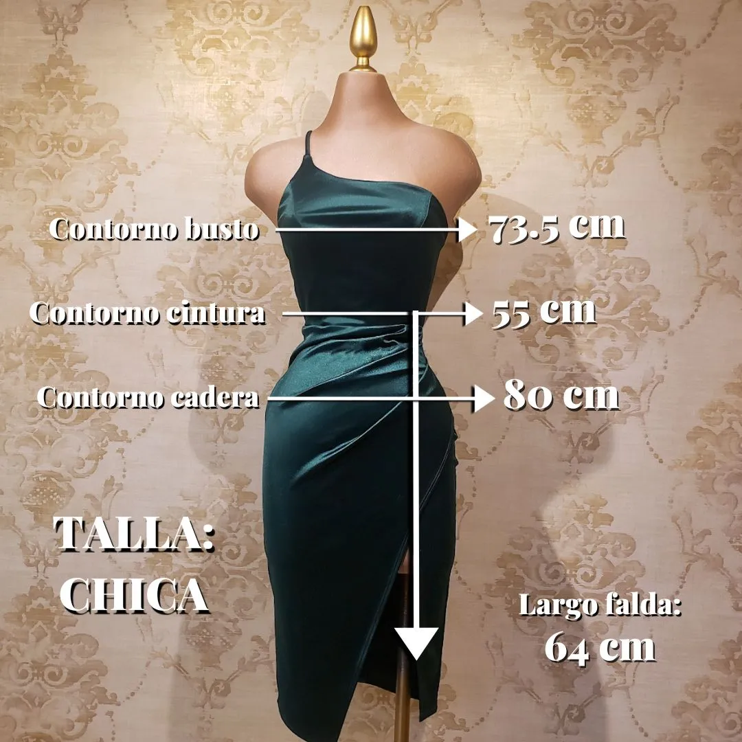 Vestido Verde Corto Satinado Sin Espalda