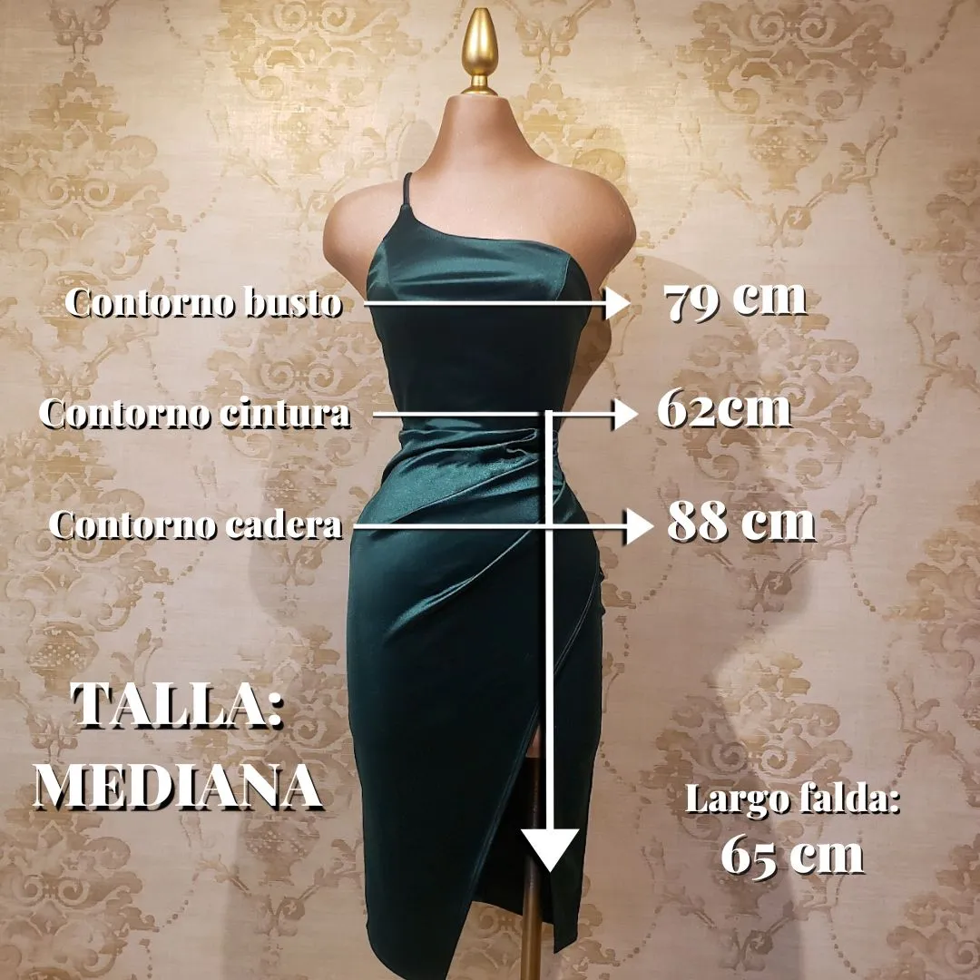 Vestido Verde Corto Satinado Sin Espalda