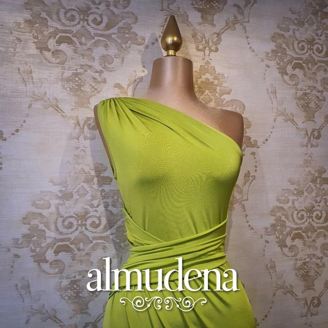 Vestido Verde Largo 1 Hombro Lycra