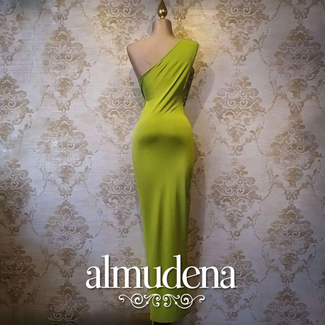 Vestido Verde Largo 1 Hombro Lycra