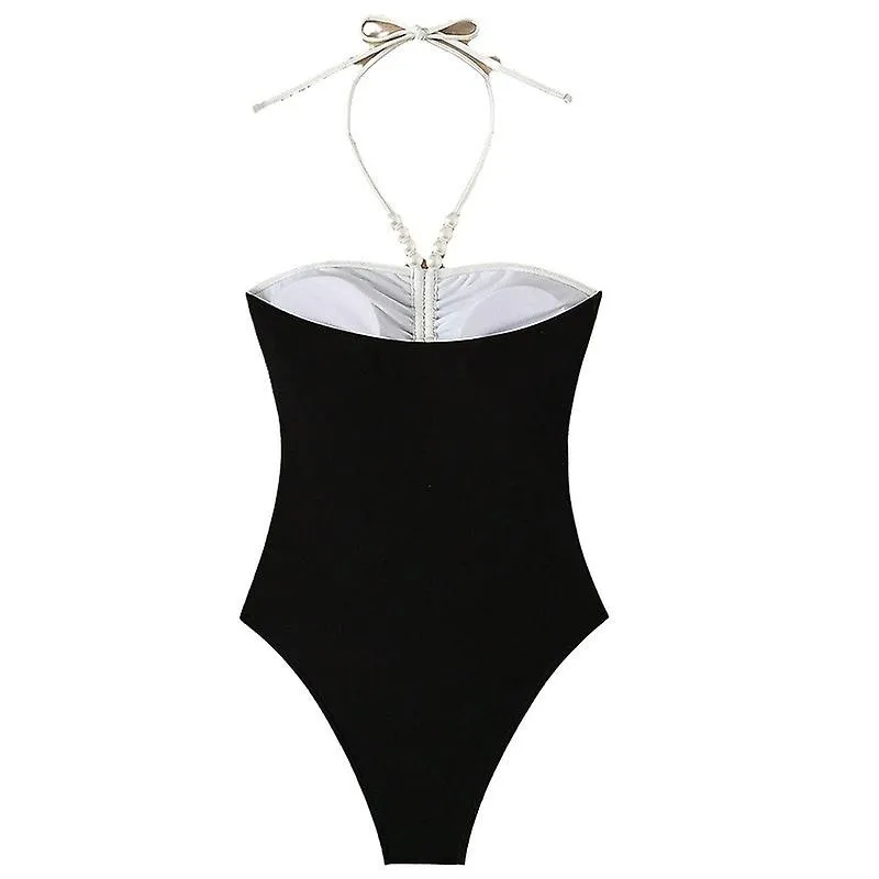 Women's Standard Bandeau One Piece Swimsuit, Plunge Neck, Bathing Suits