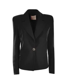 Yes Zee Sophisticated Crepe Jacket with Logo Button